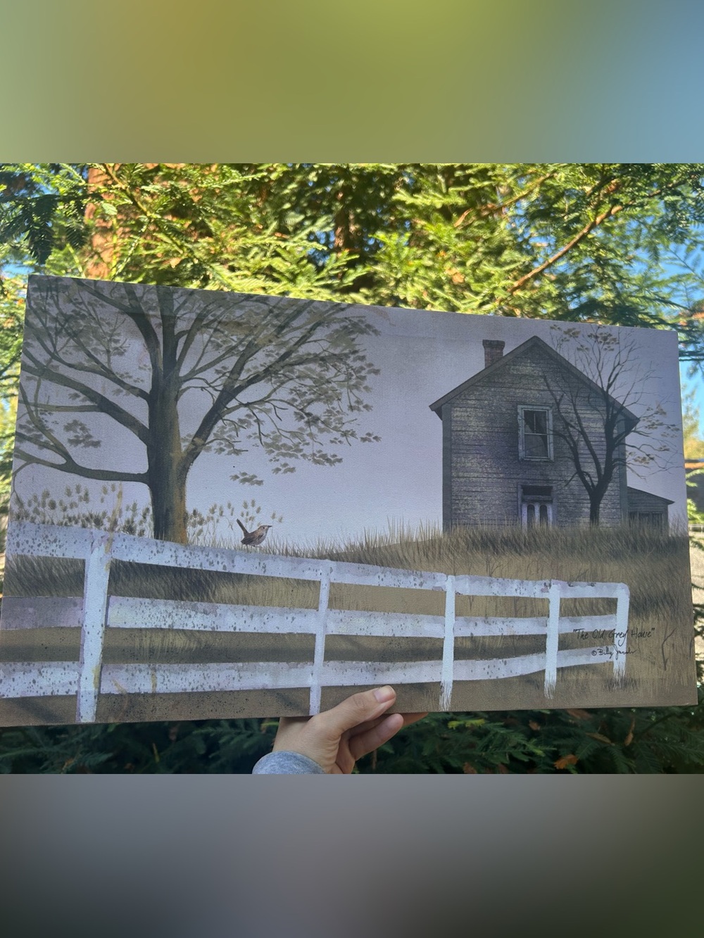 Vintage The Old Grey House" art print by Billy Jacobs, weathered farmhouse